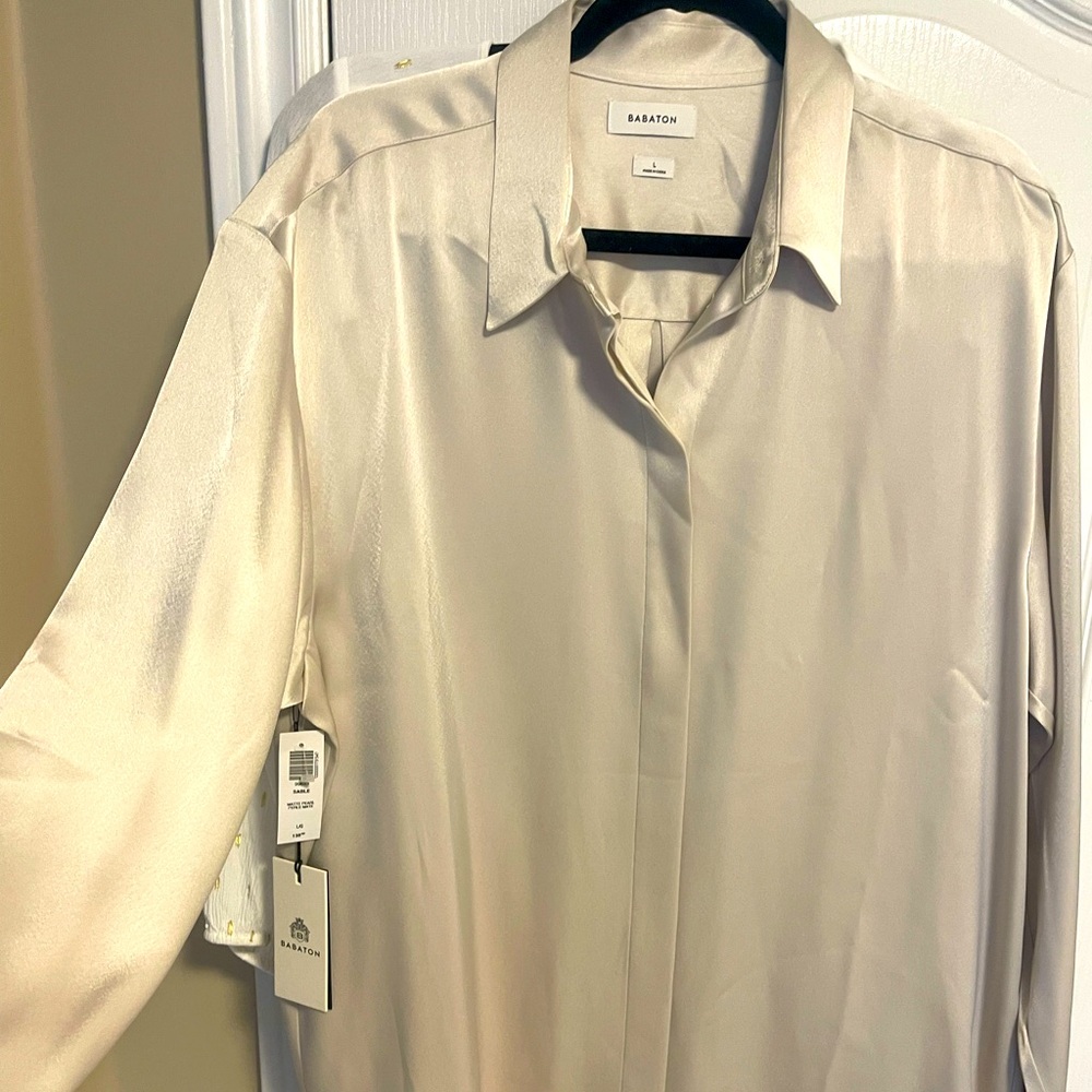 Aritzia Babaton Sable Shirt - Matte Pearl